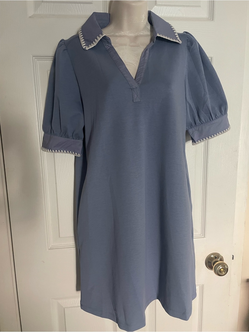 Betsey’s Boutique Shop Puff Sleeve Dress with Contrast Trim